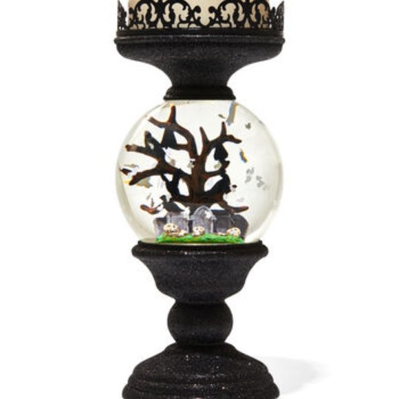 BBW Water Globe Cemetary Pedestal 3-wick Candle holder - Picture 1 of 4